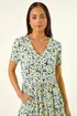 Roman Blue Petite Floral V-Neck Stretch Dress - 10 Image 4