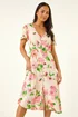 Roman Ivory Petite Floral Print Button Dress - 14 Image 4