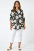 Roman Black Curve Floral Puff Print Stretch Shirt - 16 Image 1