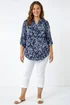 Roman Navy Curve Puff Print Stretch Shirt - 20 Image 1