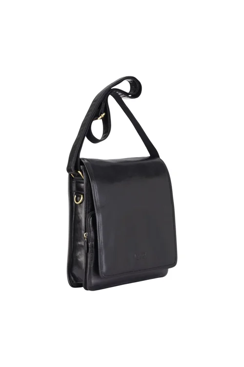 Infinity Leather Black Ranger Vintage Messenger Shoulder Bag - One Size Image 2