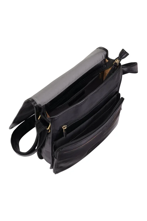 Infinity Leather Black Ranger Vintage Messenger Shoulder Bag - One Size Image 5