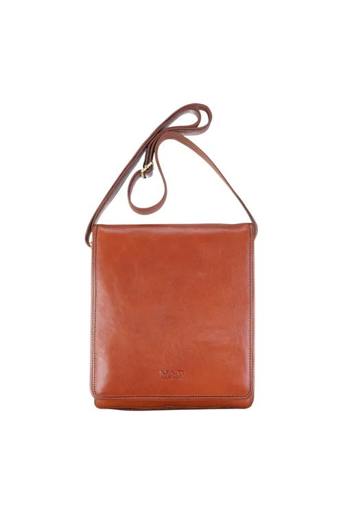 Infinity Leather Tan Ranger Vintage Messenger Shoulder Bag - One Size Image 1