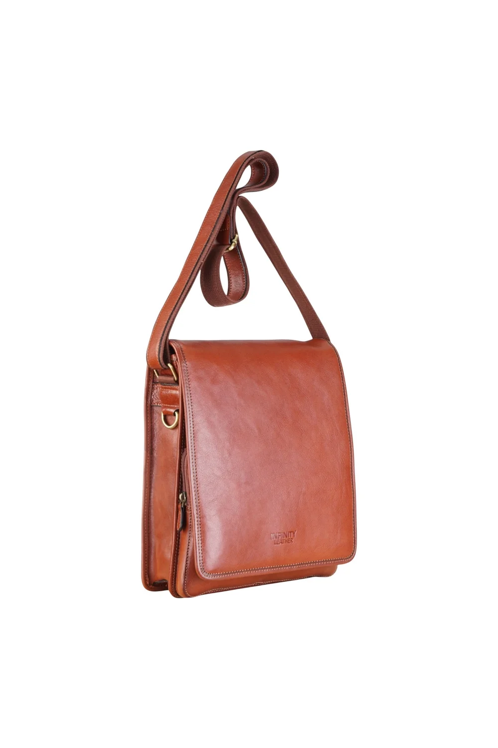 Infinity Leather Tan Ranger Vintage Messenger Shoulder Bag - One Size Image 2