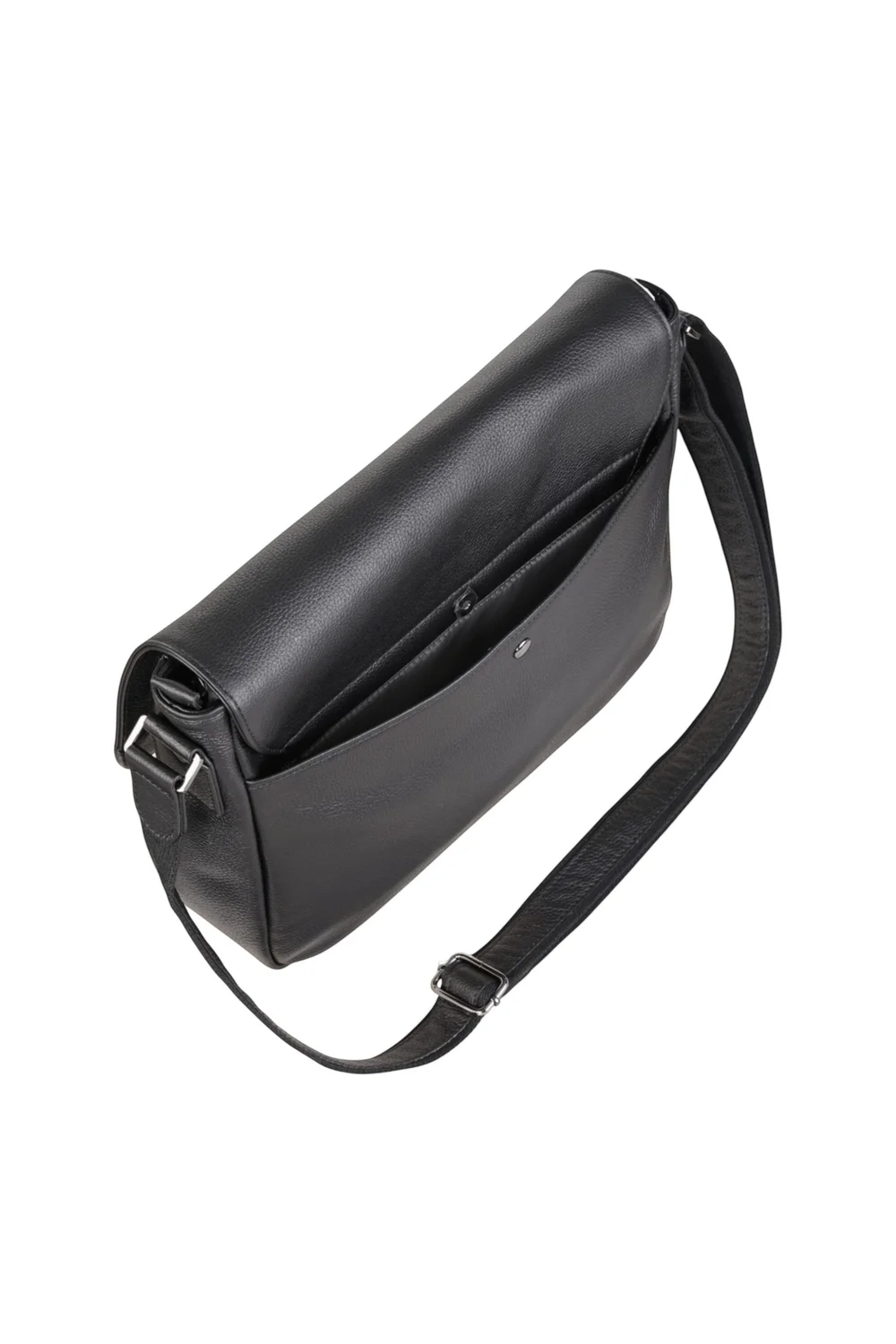 Infinity Leather Black Camden Laptop Travel Messenger Satchel - One Size Image 4