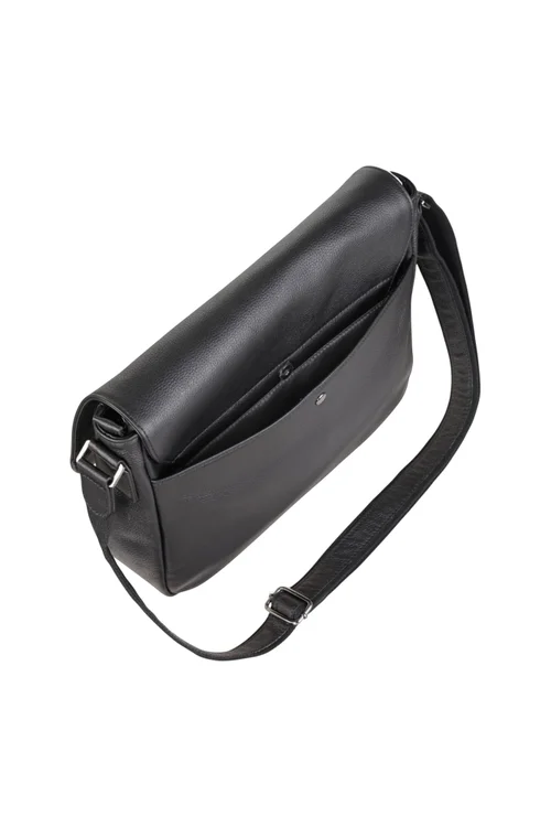 Infinity Leather Black Camden Laptop Travel Messenger Satchel - One Size Image 4