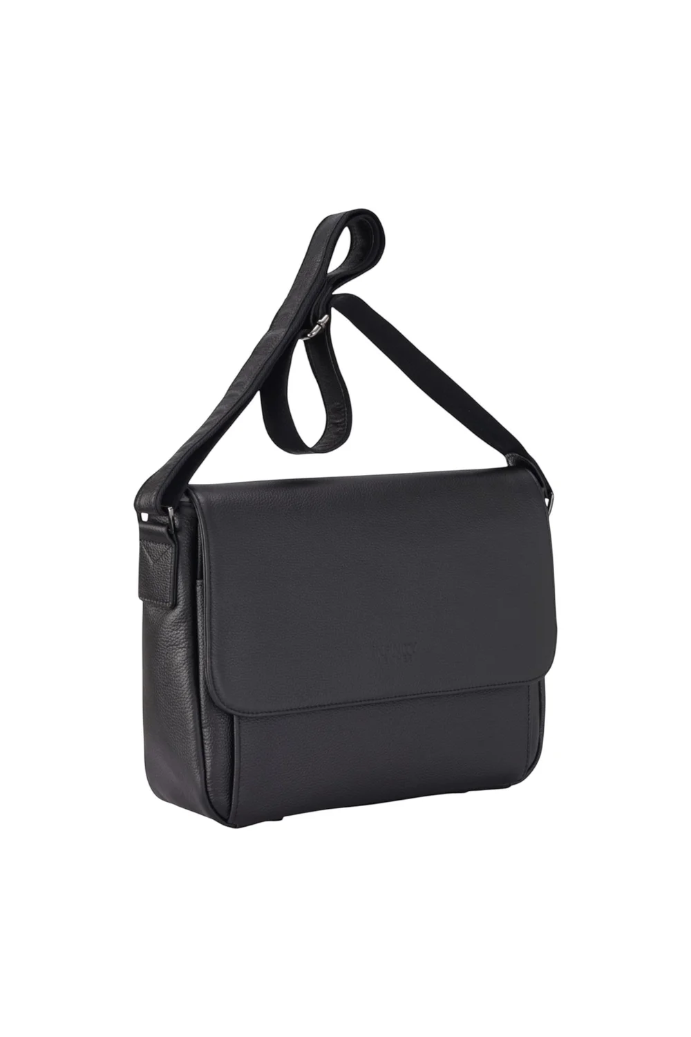 Infinity Leather Black Camden Laptop Travel Messenger Satchel - One Size Image 3