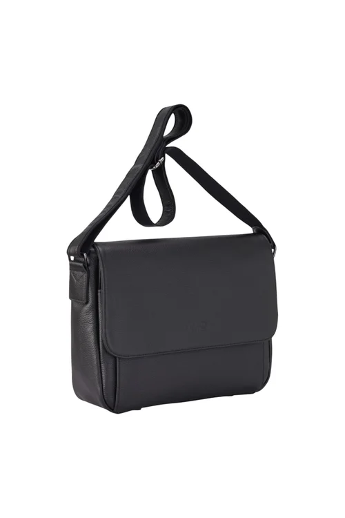 Infinity Leather Black Camden Laptop Travel Messenger Satchel - One Size Image 3