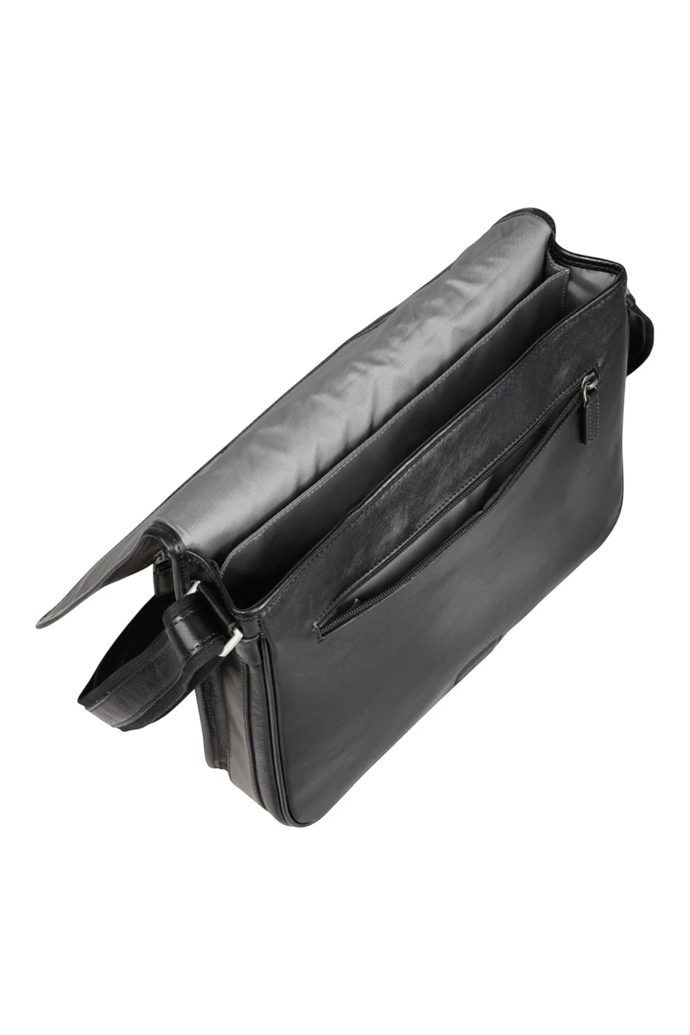 Infinity Leather Black Camden Laptop Travel Messenger Satchel - One Size Image 5