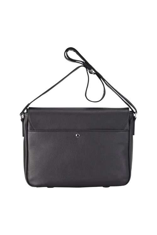 Infinity Leather Black Camden Laptop Travel Messenger Satchel - One Size Image 2