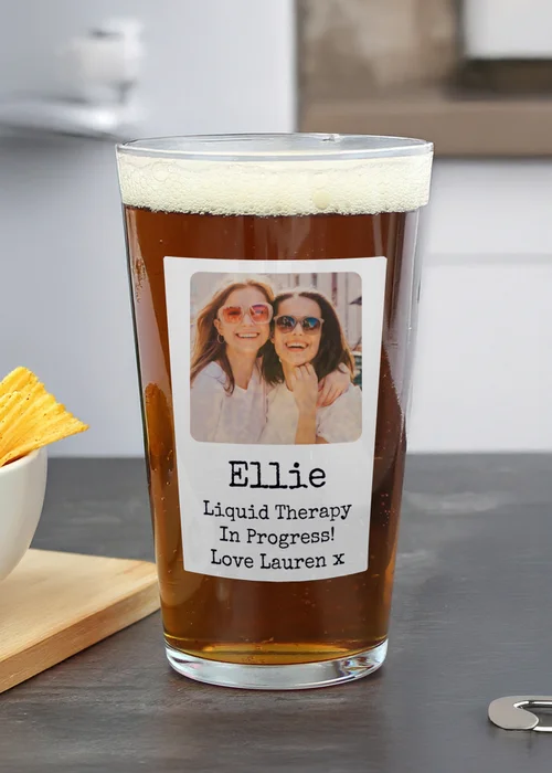Personalised Memento Company Photo Upload Polaroid Beer Glass Clear - One Size Image 2