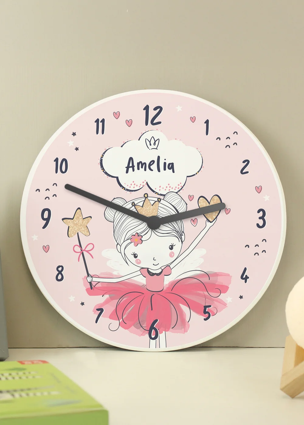 Personalised Memento Company Princess Ballerina Wooden Childrens Clock Multi - One Size Image 2