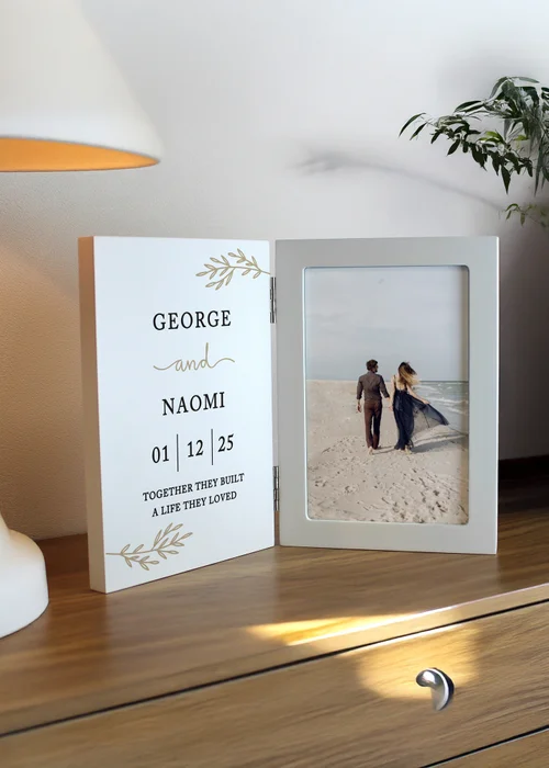 Personalised Memento Company Anniversary Wooden Hinged 6x4 Photo Frame Cream - One Size Image 3
