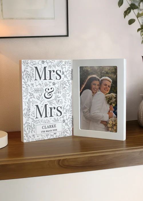 Personalised Memento Company Wedding Wooden Hinged 6x4 Photo Frame Cream - One Size Image 2