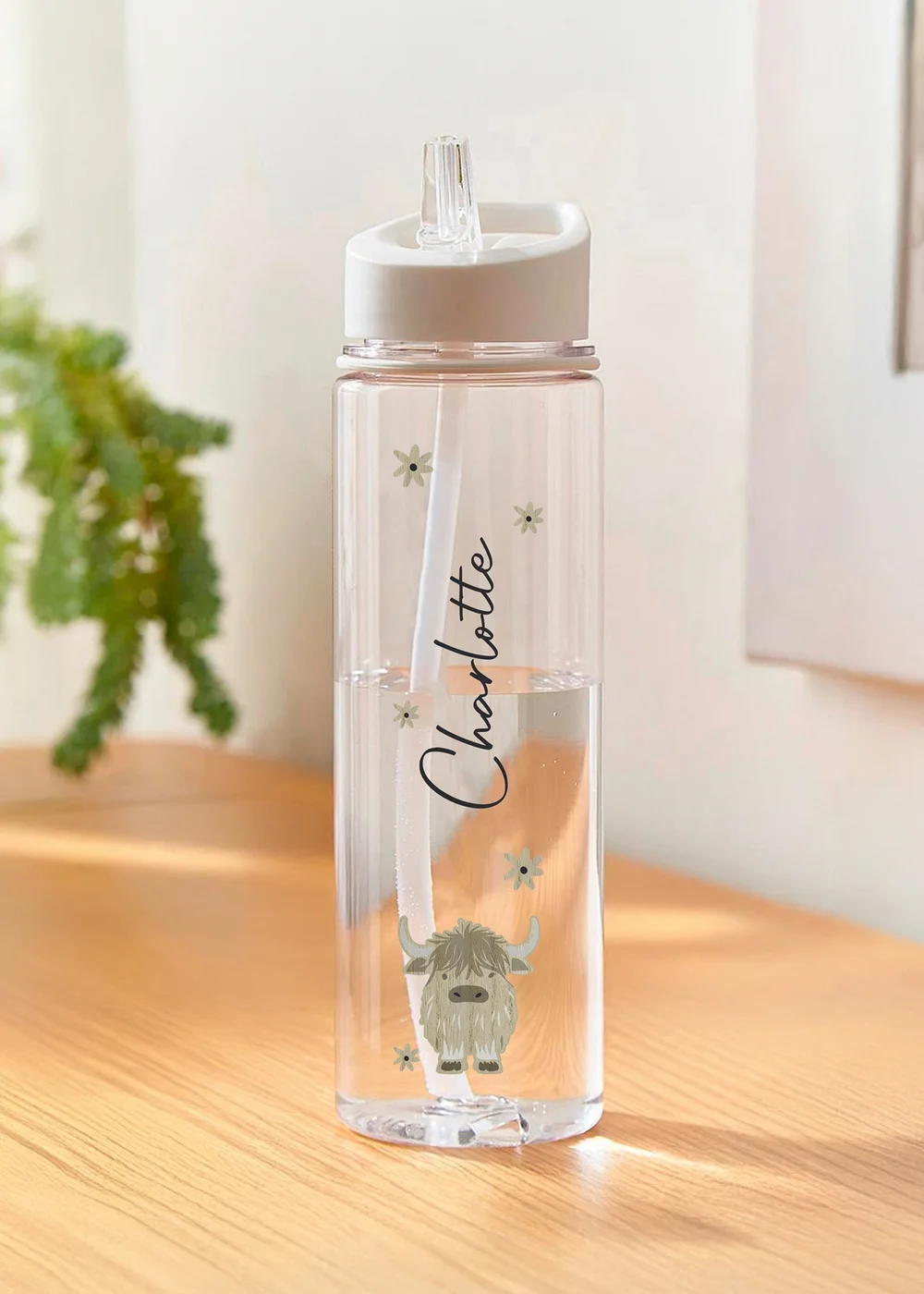 Personalised Memento Company Highland Cow Water Bottle Clear - One Size Image 1