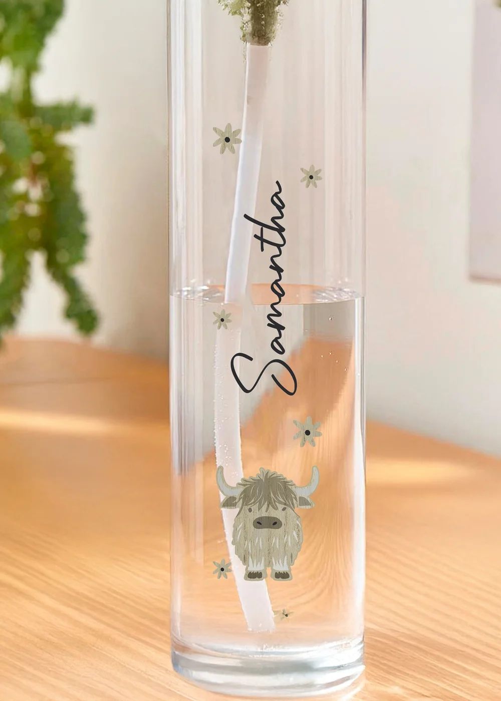 Personalised Memento Company Highland Cow Water Bottle Clear - One Size Image 2