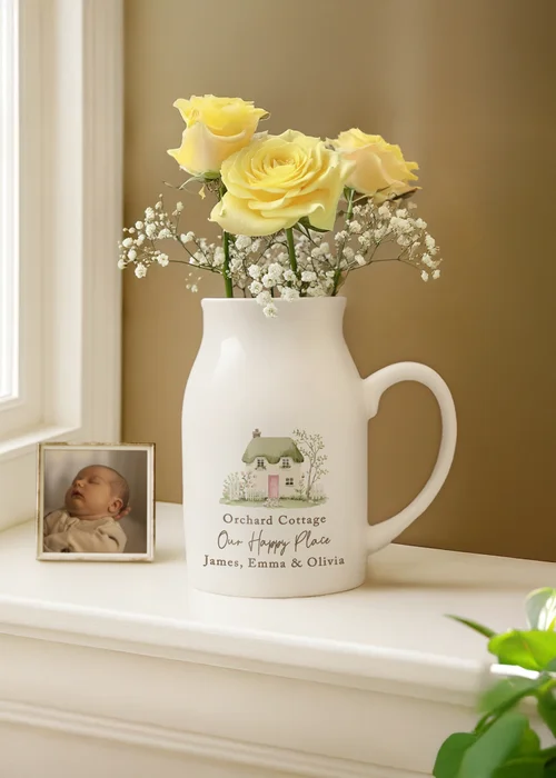 Personalised Memento Company Country Cottage Jug Vase White - One Size Image 1
