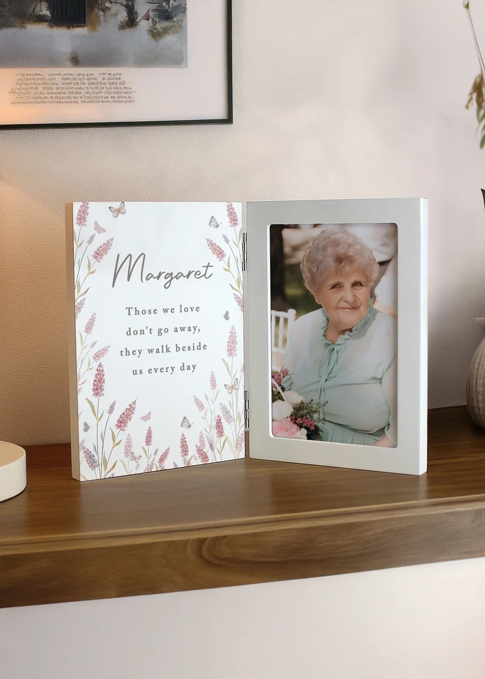 Personalised Memento Company Floral Wooden Hinged 6x4 Photo Frame Cream - One Size Image 2