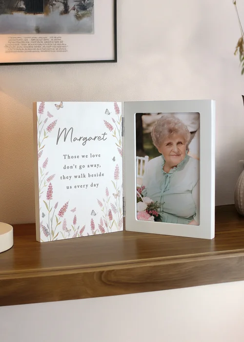 Personalised Memento Company Floral Wooden Hinged 6x4 Photo Frame Cream - One Size Image 2