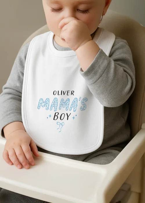Personalised Memento Company Mama's Boy Bib White - One Size Image 3