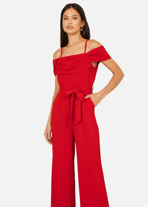 Yumi Red Stretch Bardot Jumpsuit - 16 Image 2