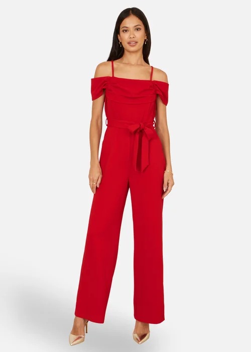 Yumi Red Stretch Bardot Jumpsuit - 16 Image 1