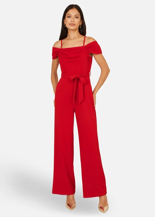 Yumi Red Stretch Bardot Jumpsuit - 16 Image 3