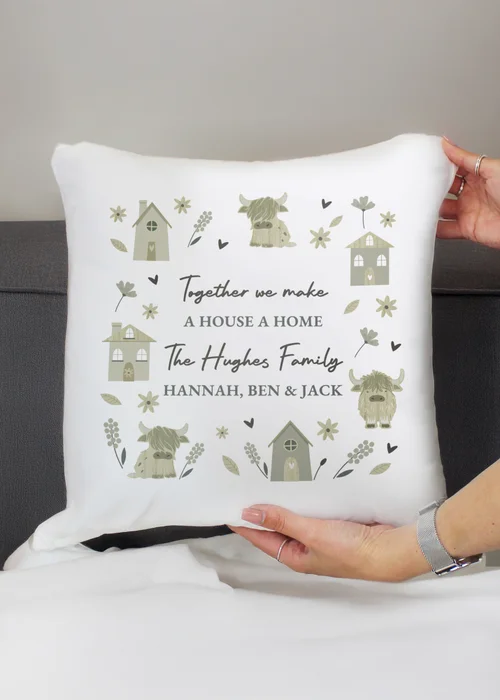 Personalised Memento Company Highland Cow Cushion Multi - One Size Image 2