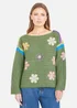 Yumi Green Crochet Flower Jumper - M Image 1