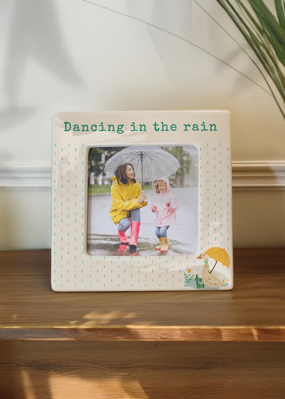 Personalised Memento Company Puddle Duck Ceramic 4x4 Frame Cream - One Size Image 2