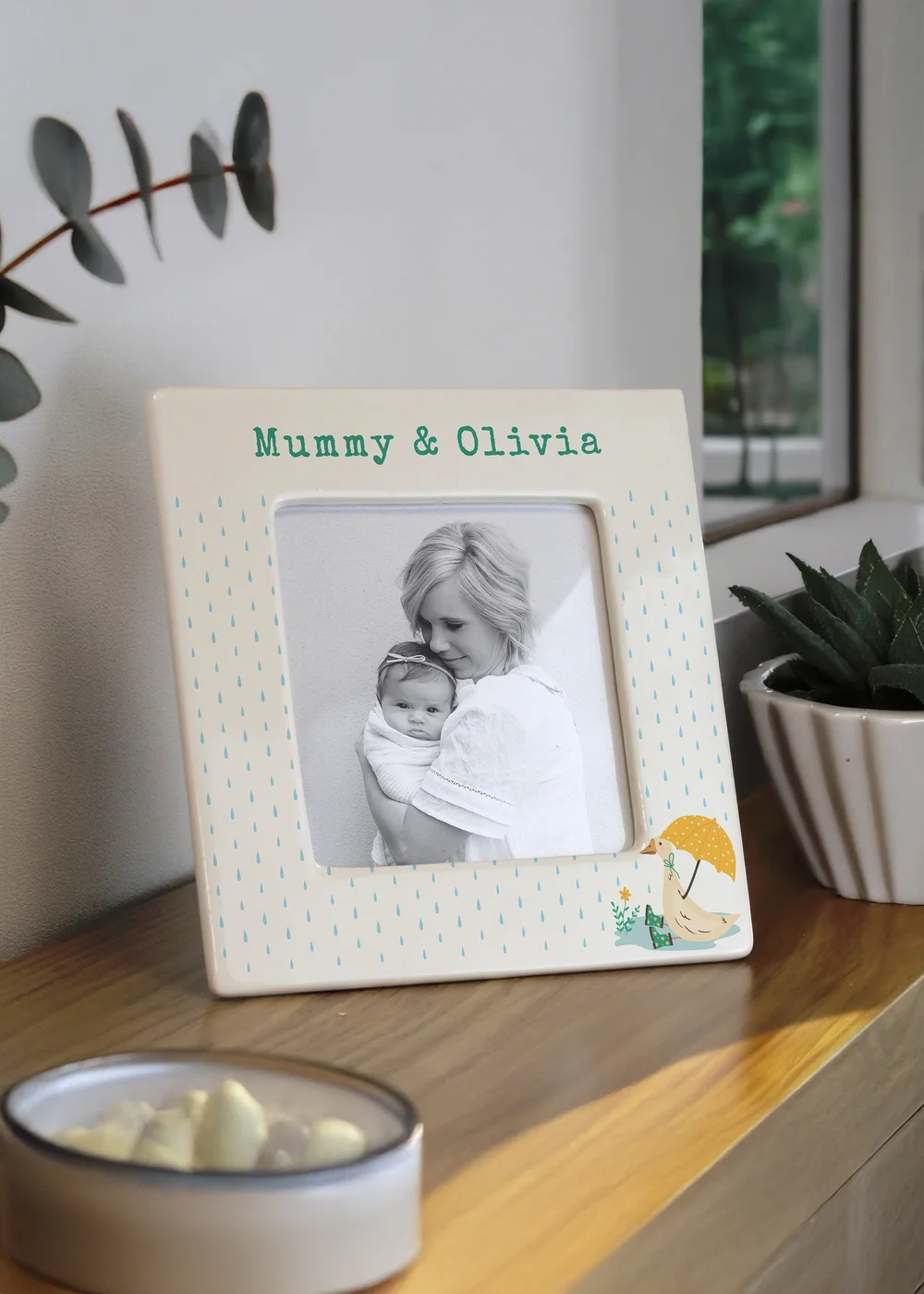 Personalised Memento Company Puddle Duck Ceramic 4x4 Frame Cream - One Size Image 1