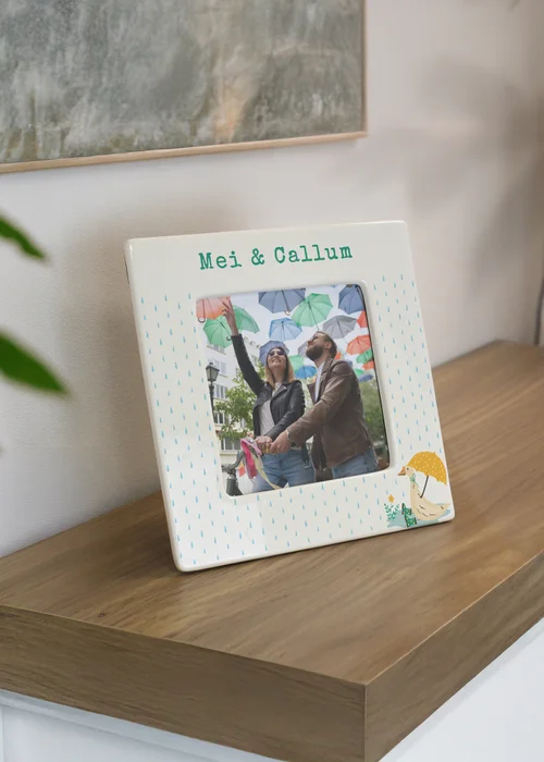 Personalised Memento Company Puddle Duck Ceramic 4x4 Frame Cream - One Size Image 3