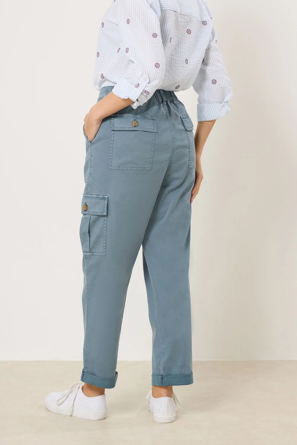 M&Co Blue Straight Leg Cargo Trousers - 18 Image 3