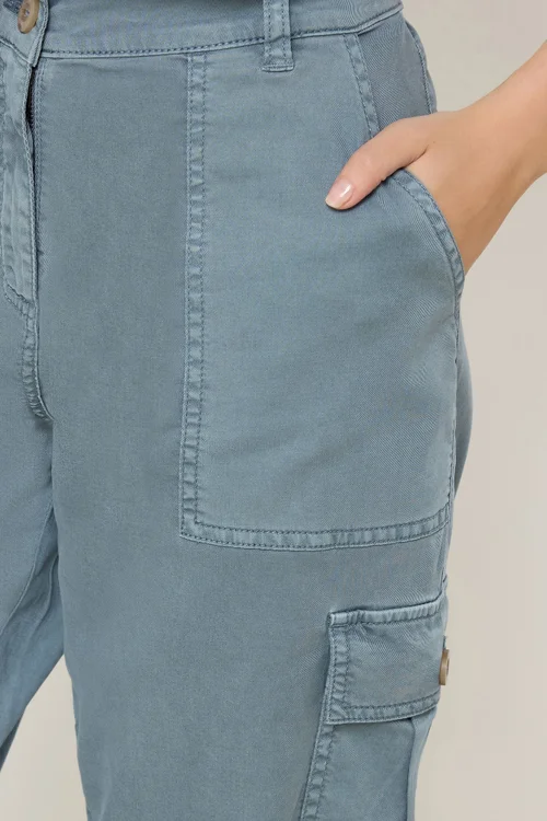 M&Co Blue Straight Leg Cargo Trousers - 18 Image 4