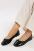 Yours Curve Black Faux Leather Cut Out Ballet Pumps In Wide E Fit - 9 Wide Image 1