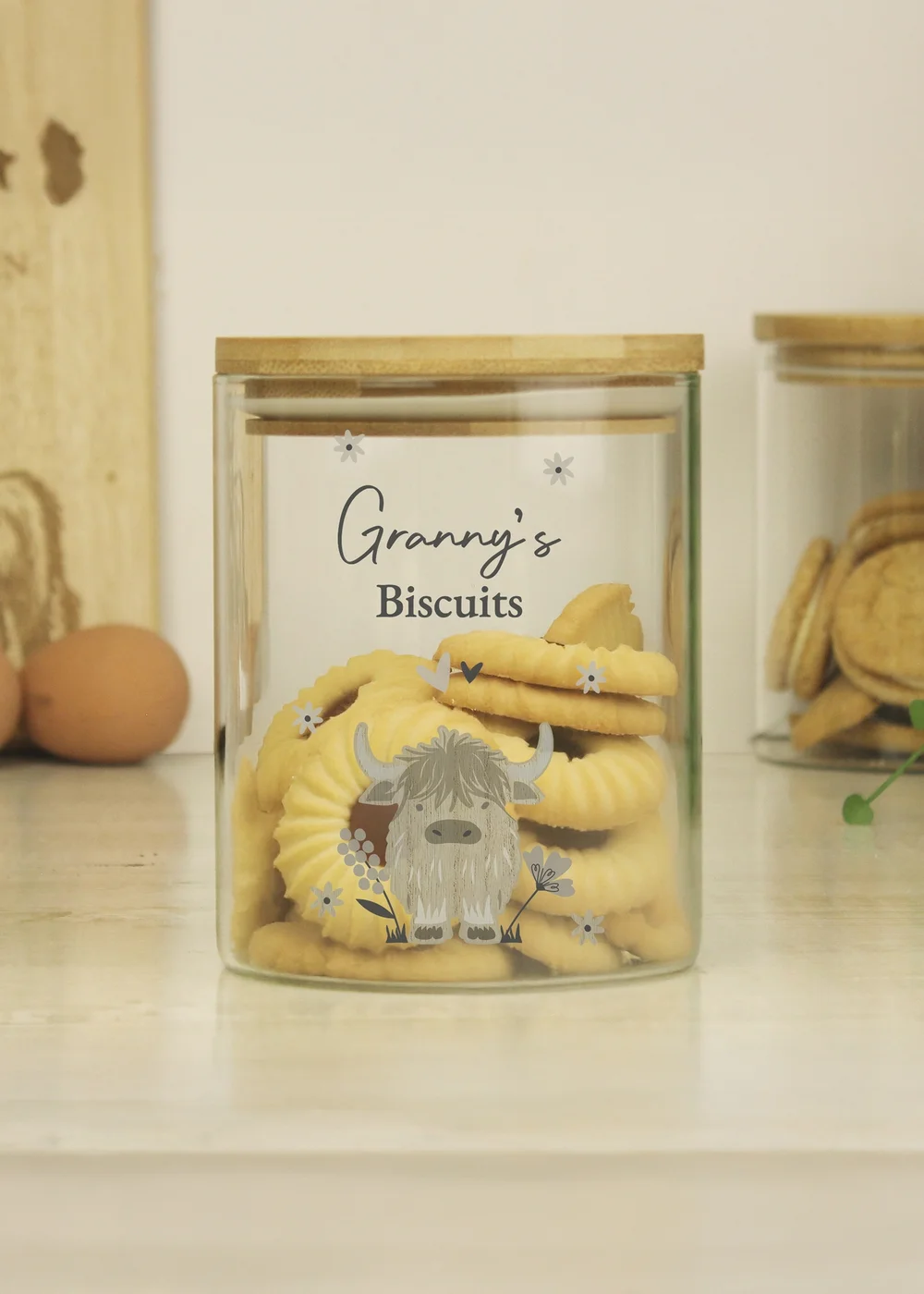 Personalised Memento Company Highland Cow Glass Storage Jar Clear - One Size Image 3