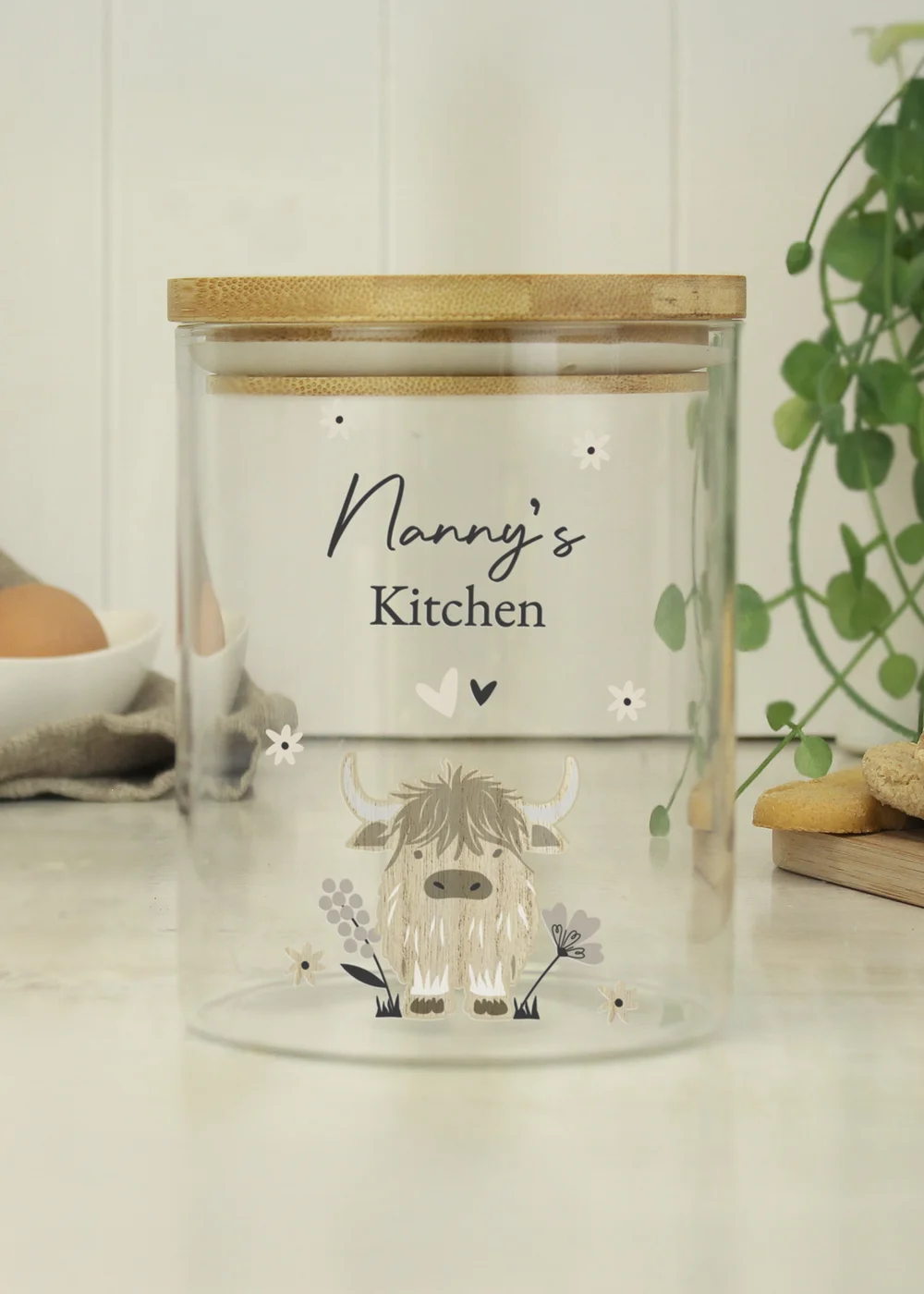 Personalised Memento Company Highland Cow Glass Storage Jar Clear - One Size Image 2