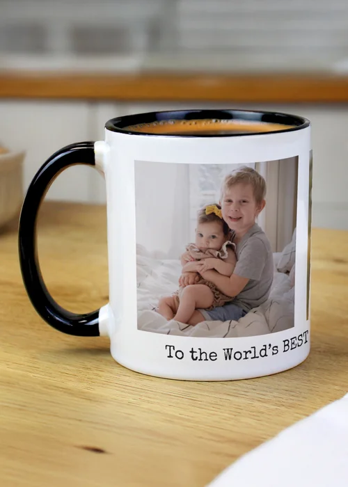 Personalised Memento Company Multi Photo Upload Black Handle Mug - One Size Image 1
