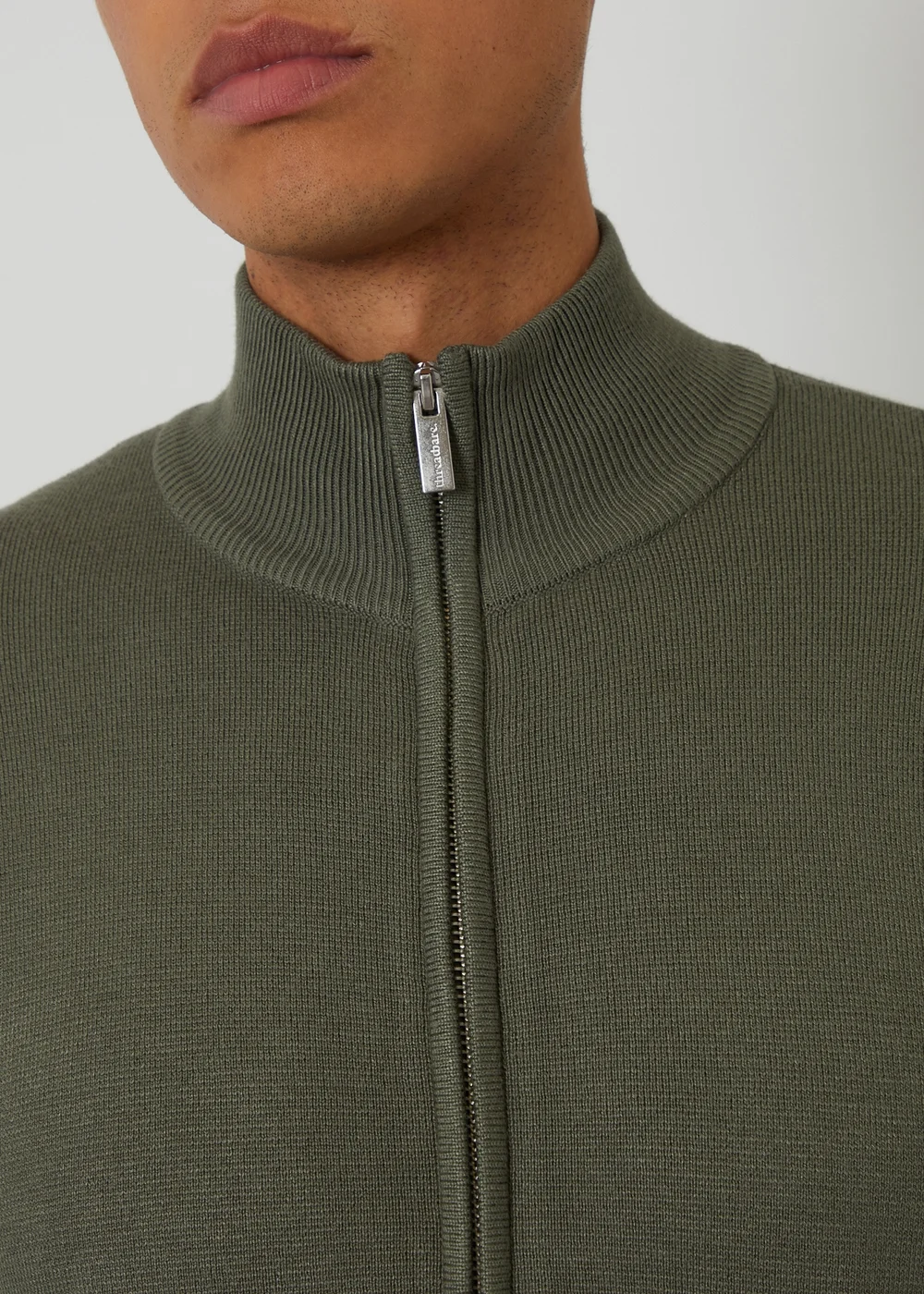 Threadbare Green Zip-Through Funnel Neck Knitted Cardigan - M Image 4