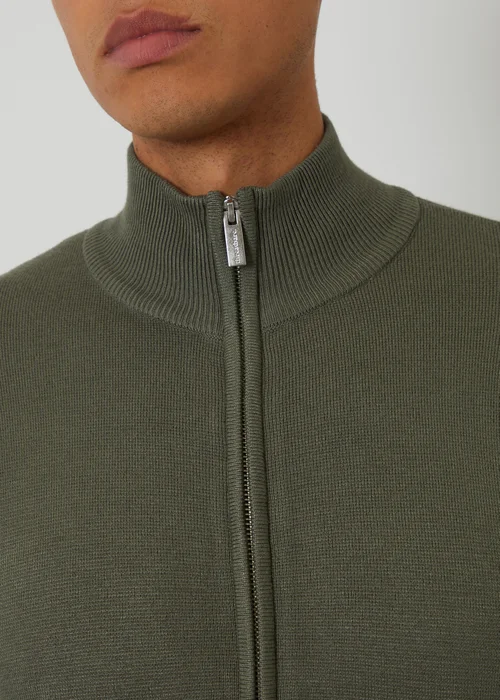 Threadbare Green Zip-Through Funnel Neck Knitted Cardigan - M Image 4