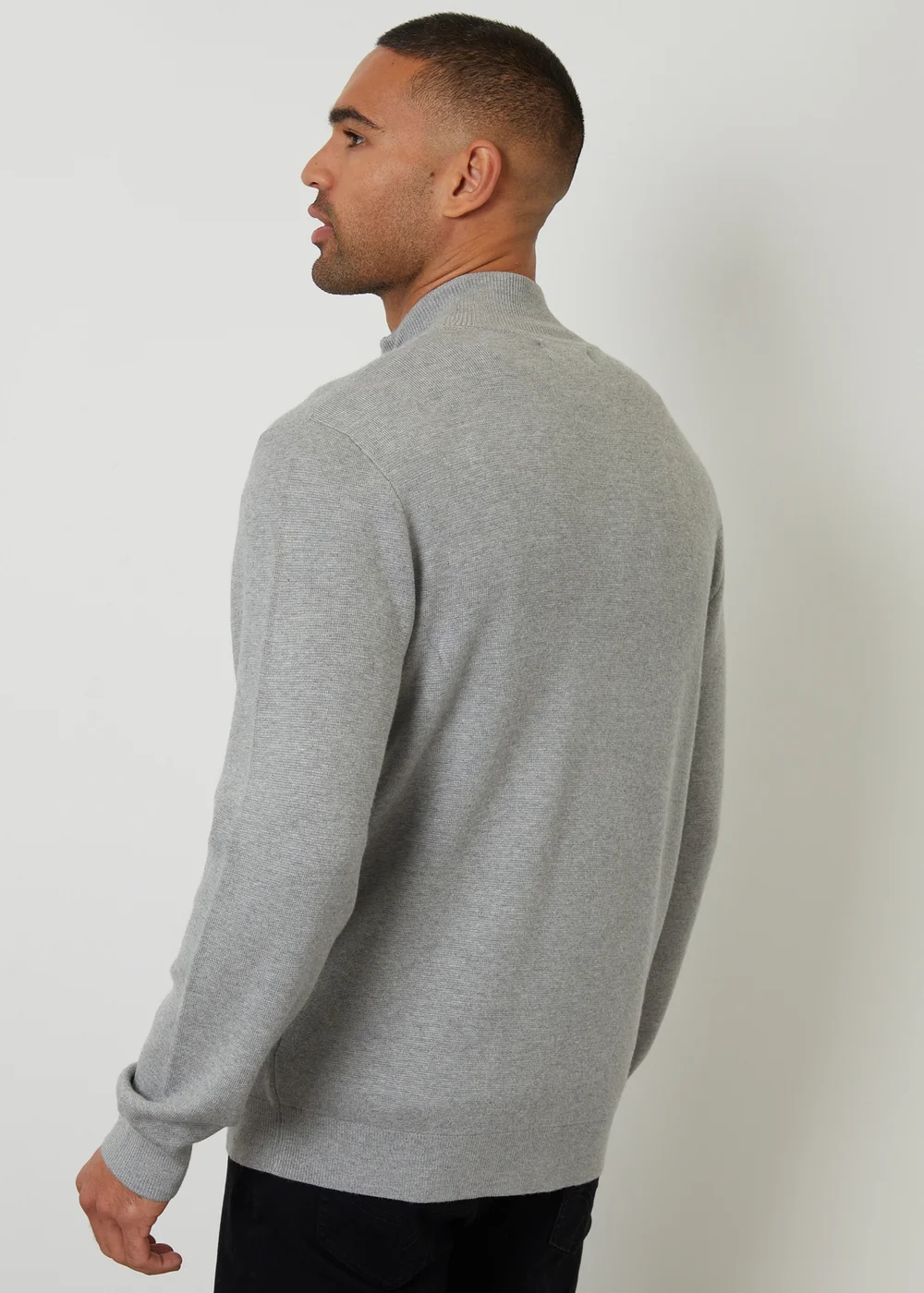 Threadbare Light Grey Zip-Through Funnel Neck Knitted Cardigan - XL Image 2