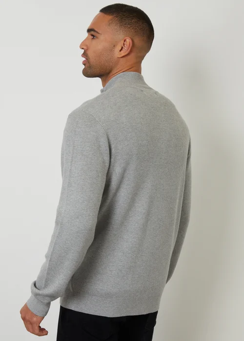 Threadbare Light Grey Zip-Through Funnel Neck Knitted Cardigan - XL Image 2