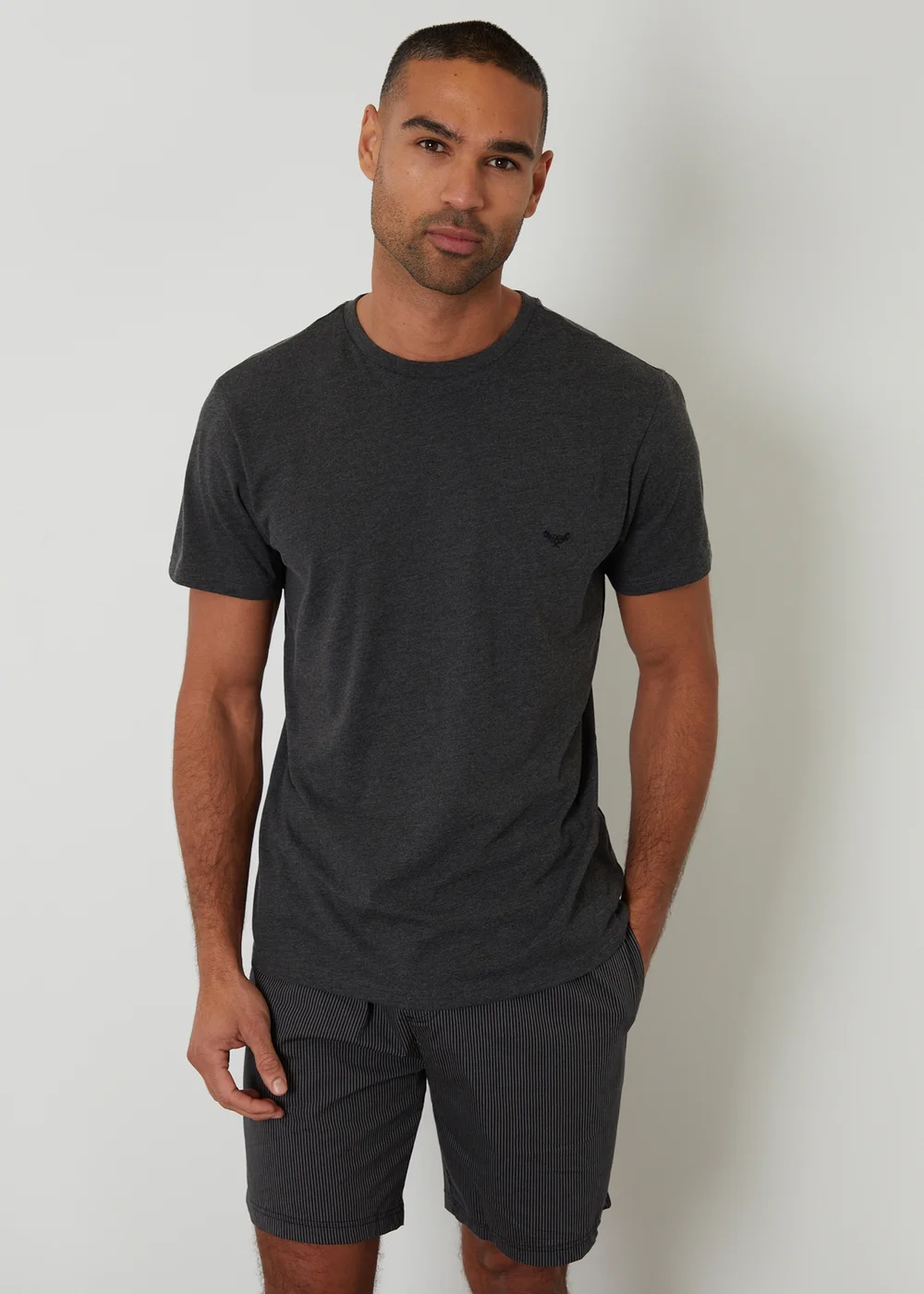 Threadbare Grey Stripe Short Pyjama Set - 2XL Image 1