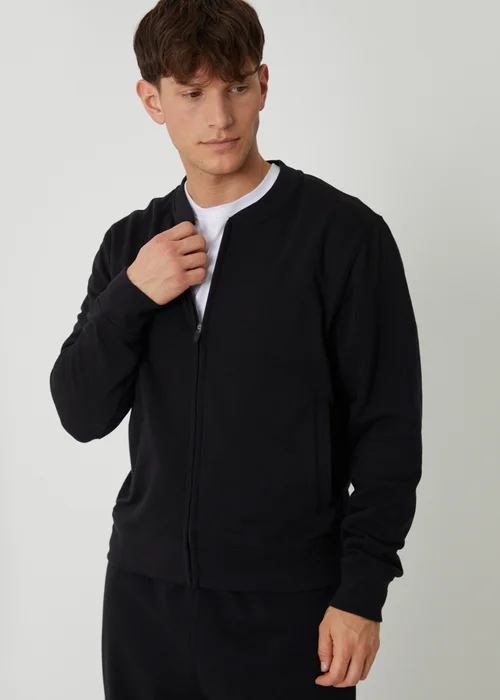 Threadbare Black Zip Through Sweat Bomber - XL Image 5