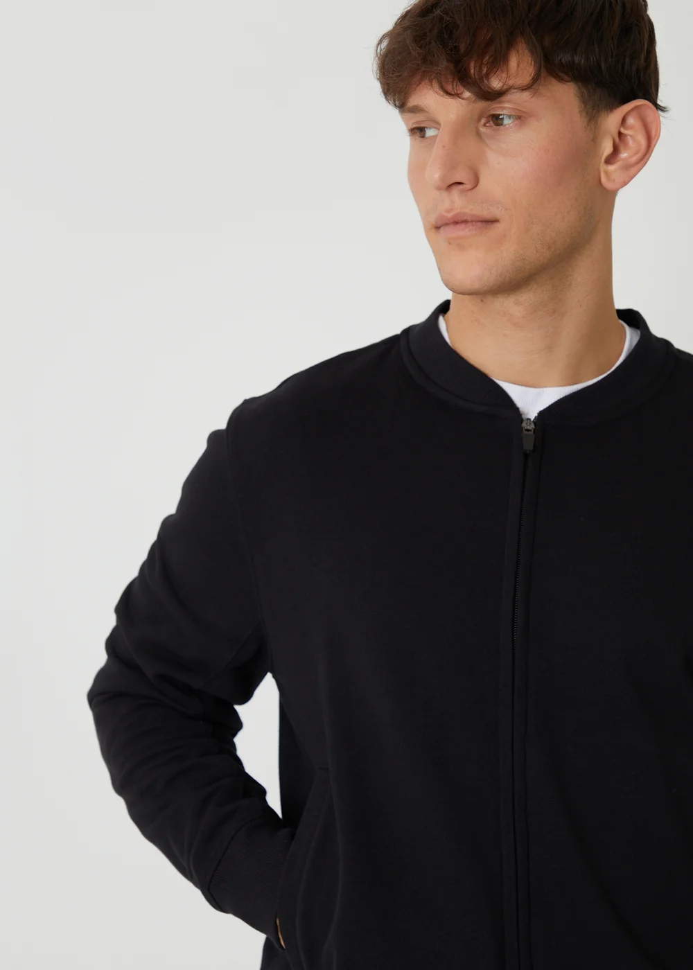 Threadbare Black Zip Through Sweat Bomber - XL Image 4