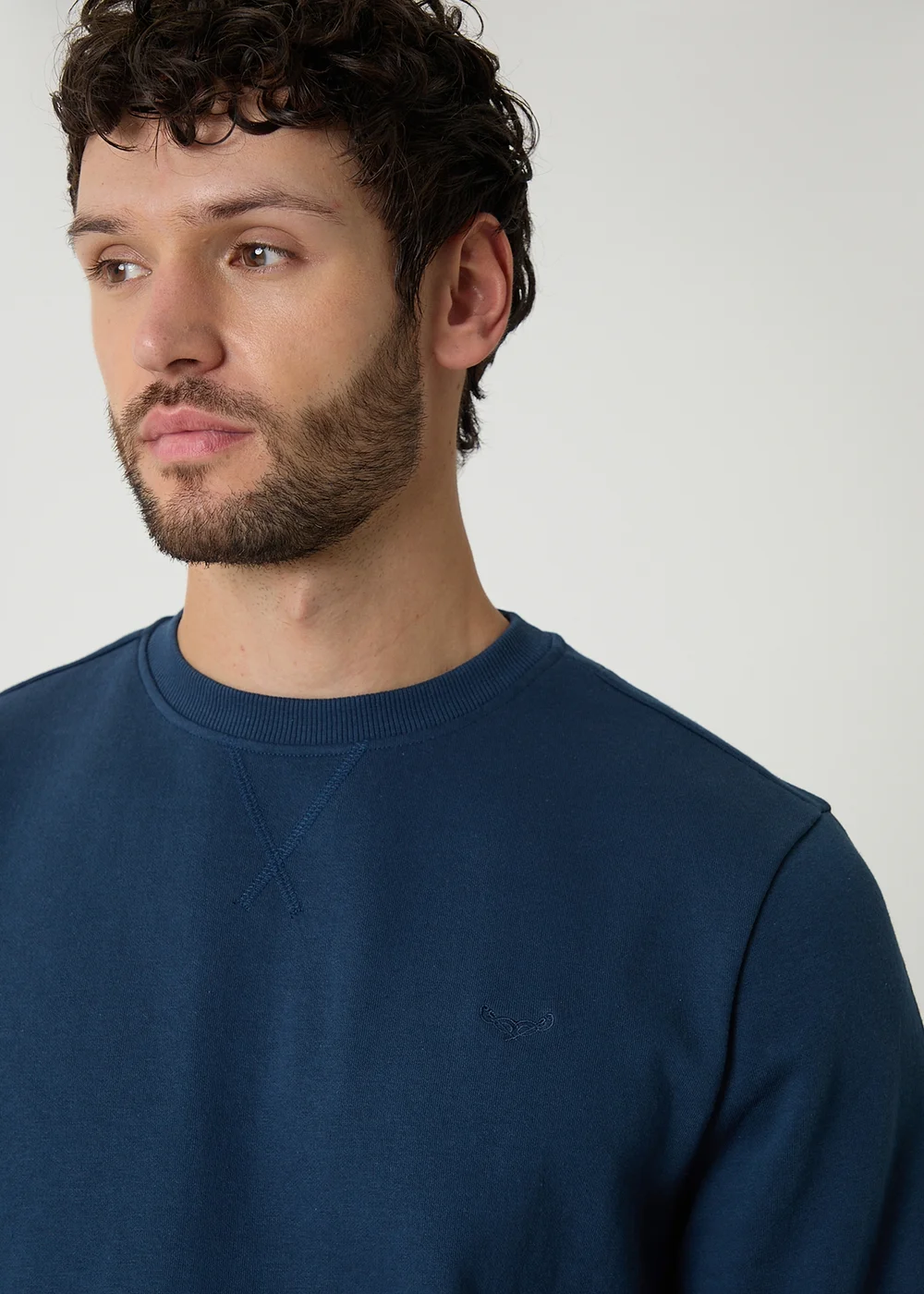 Threadbare Dark Blue Cotton Blend Crew Neck Sweatshirt - XL Image 4