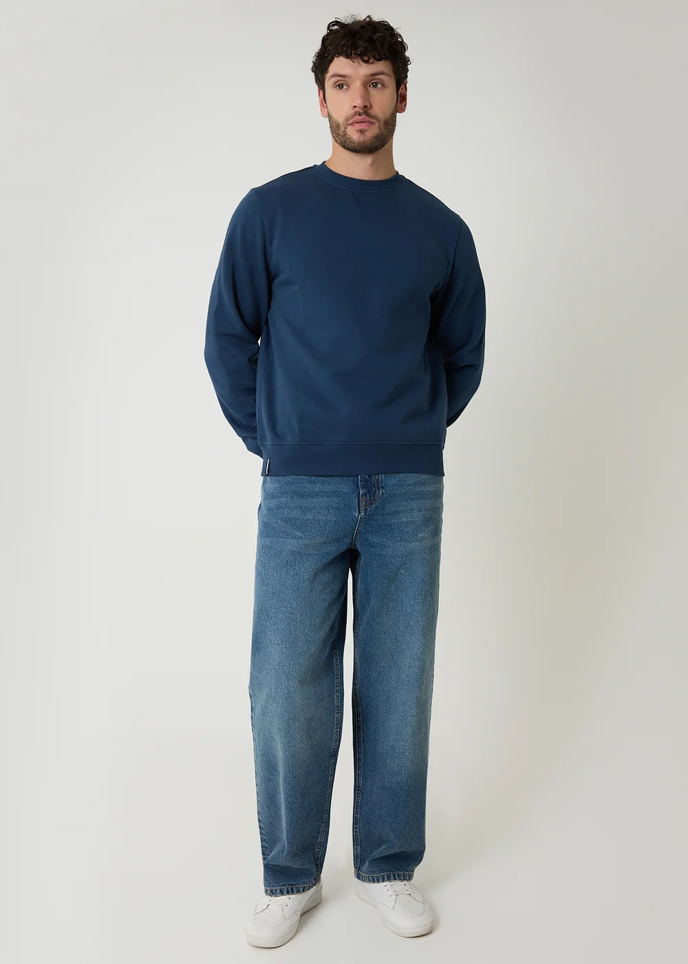 Threadbare Dark Blue Cotton Blend Crew Neck Sweatshirt - XL Image 3