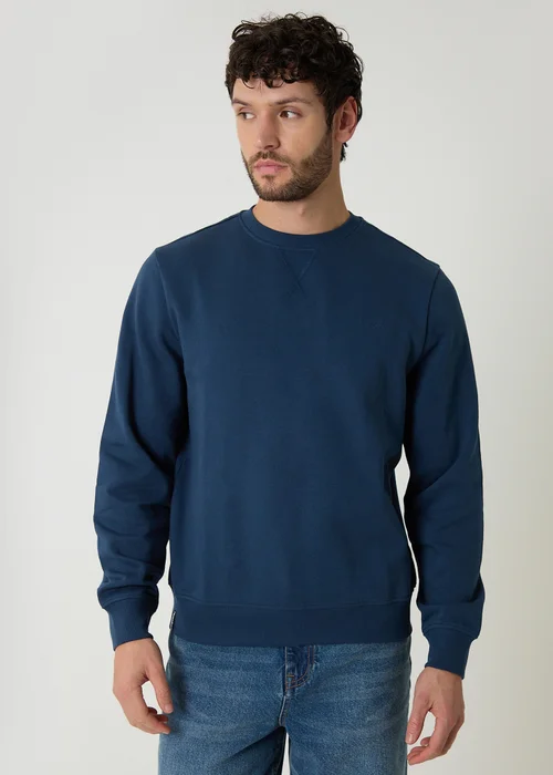 Threadbare Dark Blue Cotton Blend Crew Neck Sweatshirt - XL Image 1