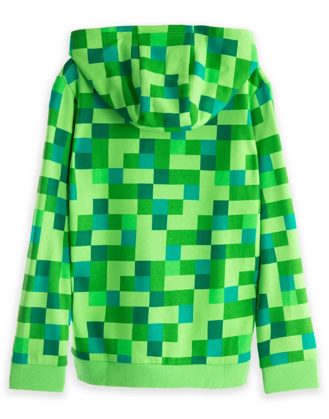 Vanilla Underground Minecraft Boys Green Creeper Placement Print Hoodie (5-14 Years)