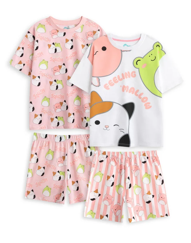 Vanilla Underground Squishmallows Girls Pink Feelin' Mallow Short Pyjama Set (5-14 Years) - Pack of 2